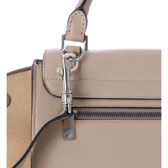 Celine Trapeze Convertible Satchel Crossbody Suede Leather Beige Silver Italy - Picture 7 of 13
